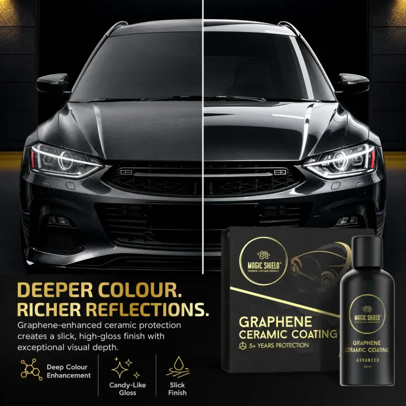 Paint comparison showing deeper colour and richer reflections after graphene coating