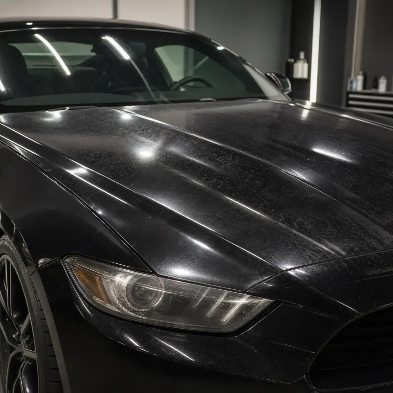Black car paint before graphene ceramic coating
