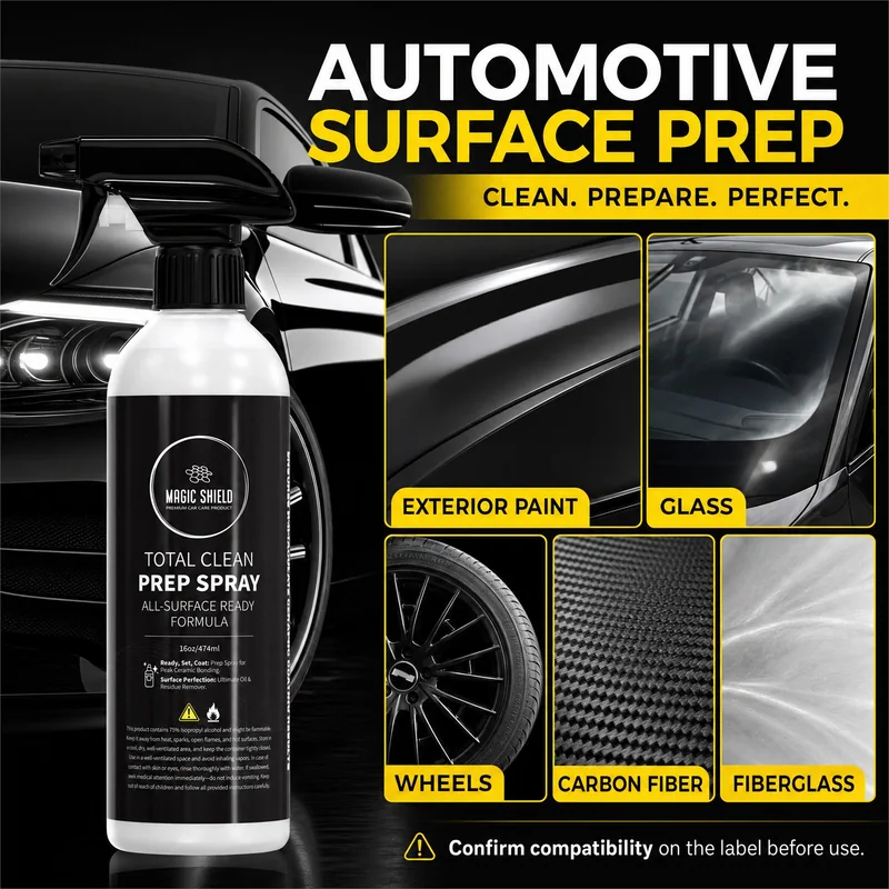 Magic Shield Prep Spray for automotive paint, glass, chrome and wheels