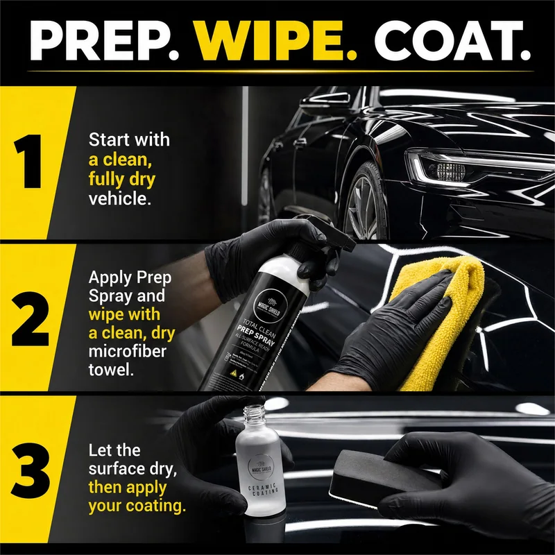 Prep Spray three-step prep, wipe and coat process