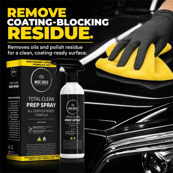 Prep Spray removing coating-blocking oils, wax and residue