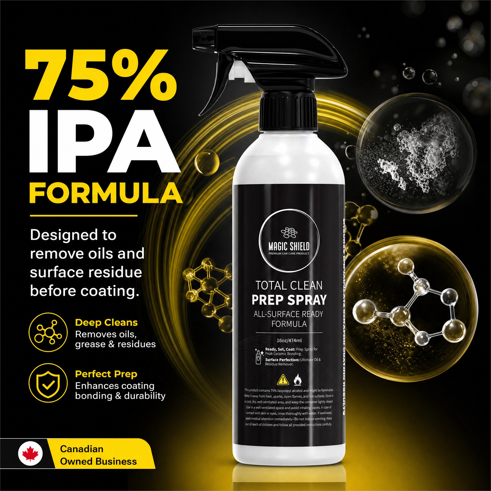 Magic Shield Prep Spray 75% isopropyl alcohol formula