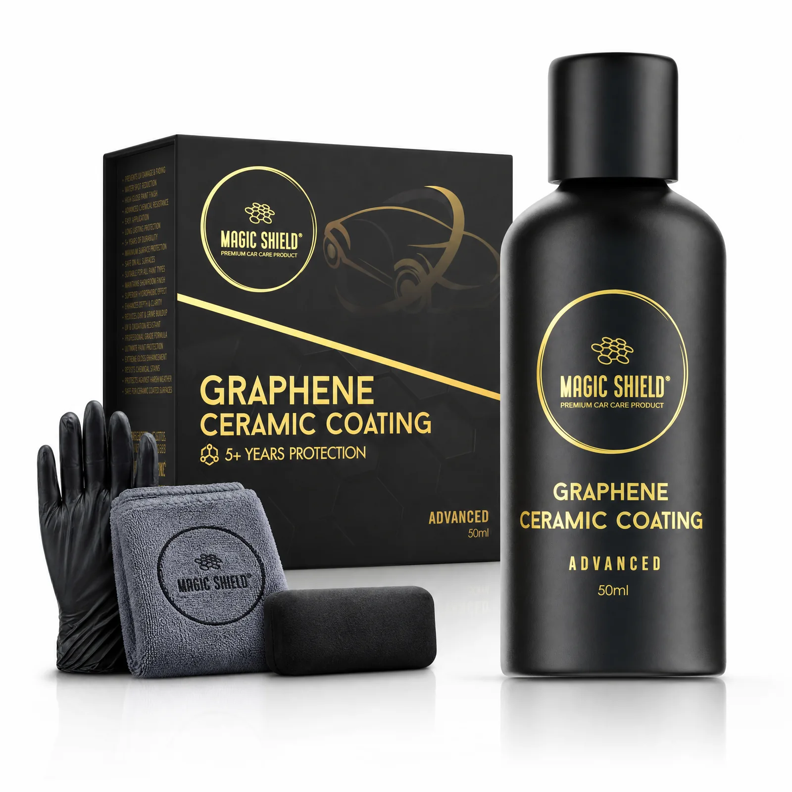 Magic Shield Graphene Ceramic Coating complete kit on a clean white background