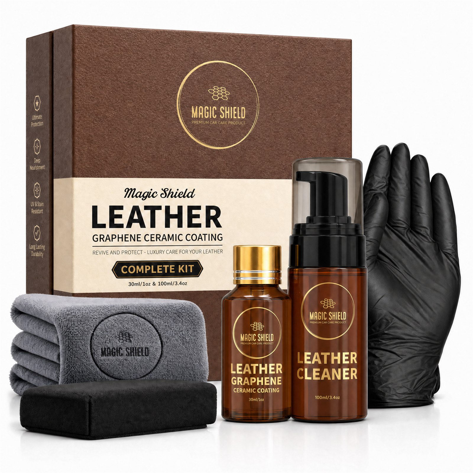 Magic Shield Leather Graphene Ceramic Coating complete kit